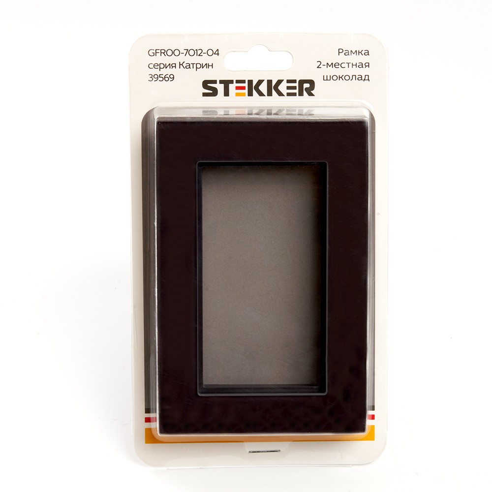 Рамка 2-местная (без перемычки) стекло STEKKER GFR00-7012-04 серия Катрин шоколад 39569