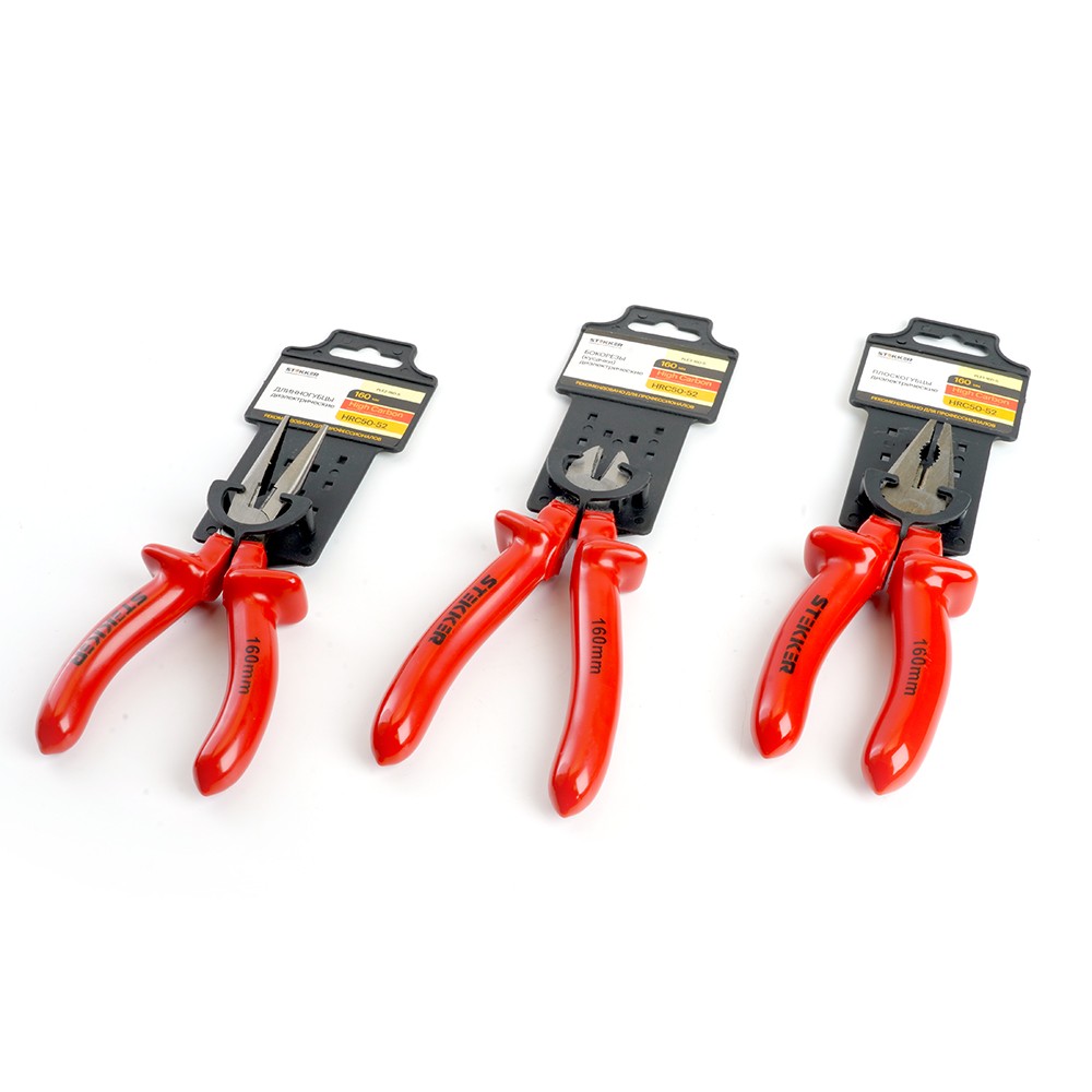 Плоскогубцы комбинированные диэлектрические STEKKER  160мм Cr-V PLE1-160-S 39776 фото