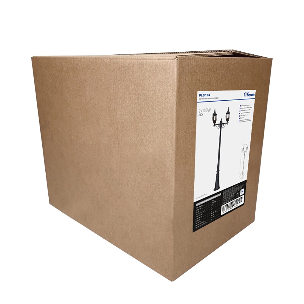 Уличные светильники столб Светильник садово-парковый Feron 8114/PL8114 столб 2*100W E27 230V черный 11213 