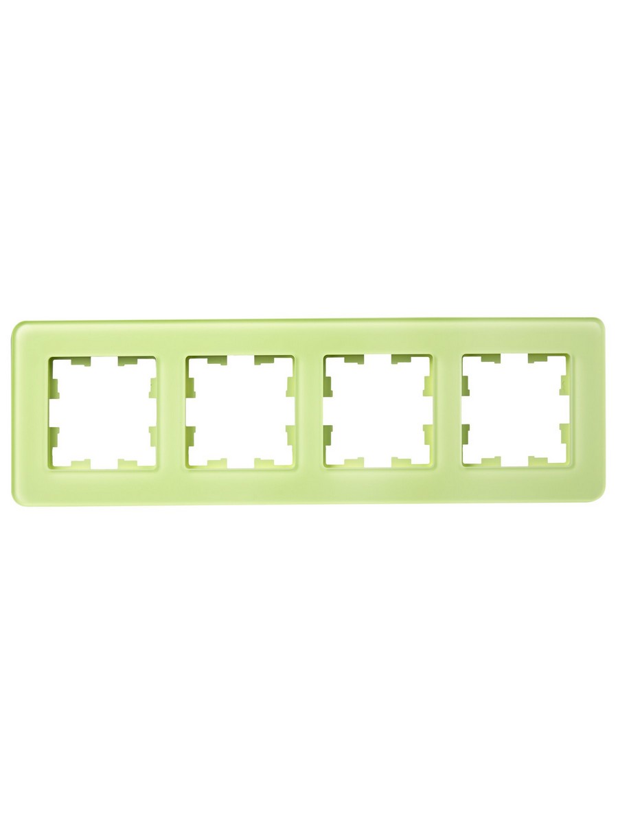 Рамка IEK BRITE DECOR Эко грин матовый стекло скругл.угол 4-мест. РУ-4-2-Бр RE BR-M42-G-41-K06