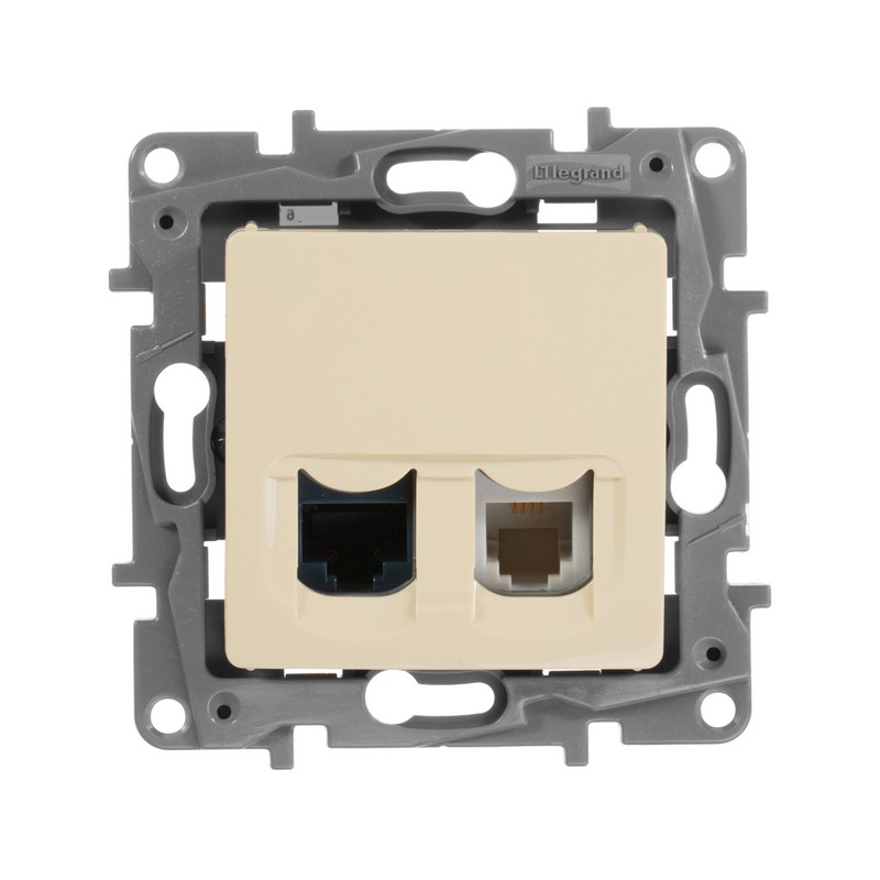 Розетка телефон + компьютер Legrand Etika слоновая кость (RJ11+RJ45) 5 кат. UTP 672352