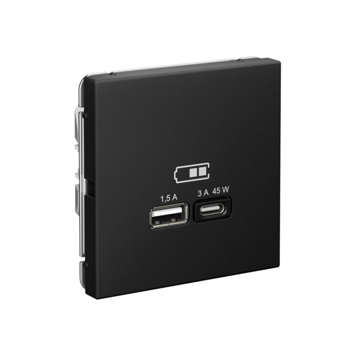 USB Розетка Systeme Electric ArtGallery Карбон A + тип-C 45Вт высокоскор.заряд. QC PD GAL001029
