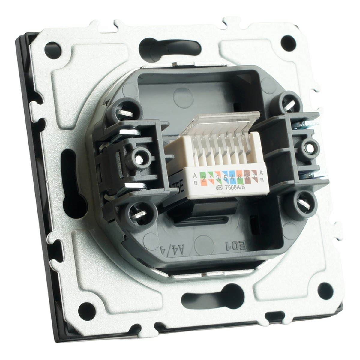 Розетка компьютерная 1-ая RJ-45 STEKKER Эмили RST00-5117-05 черный уголь soft touch 49847
