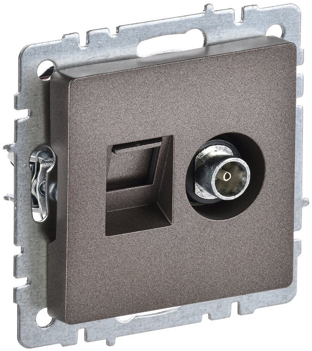 IEK Brite Бронза Розетка IEK BRITE двойная TV+RJ45 кат.5E РТВ/РК12-БрТБ темная бронза BR-AK20-1-K45