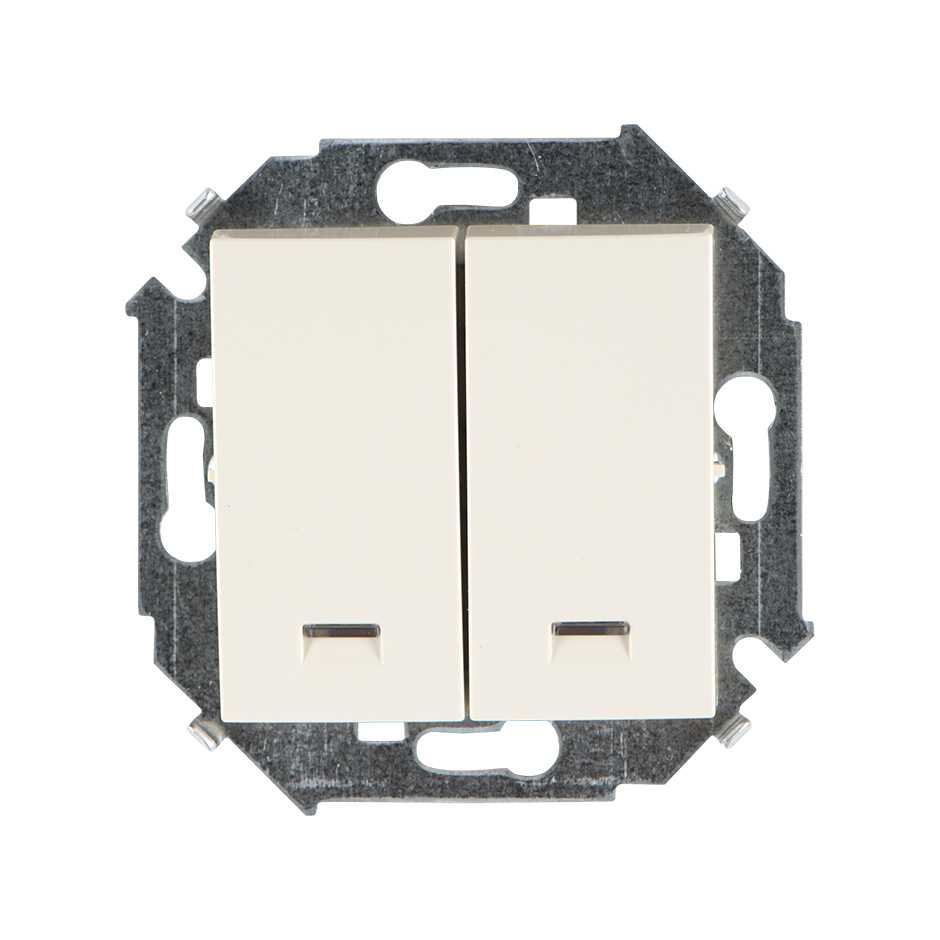 Розетки и выключатели Simon 15 Бежевый Выключатель 2-клавишный Simon 15 Бежевый с подсветкой 16А 1591392-031