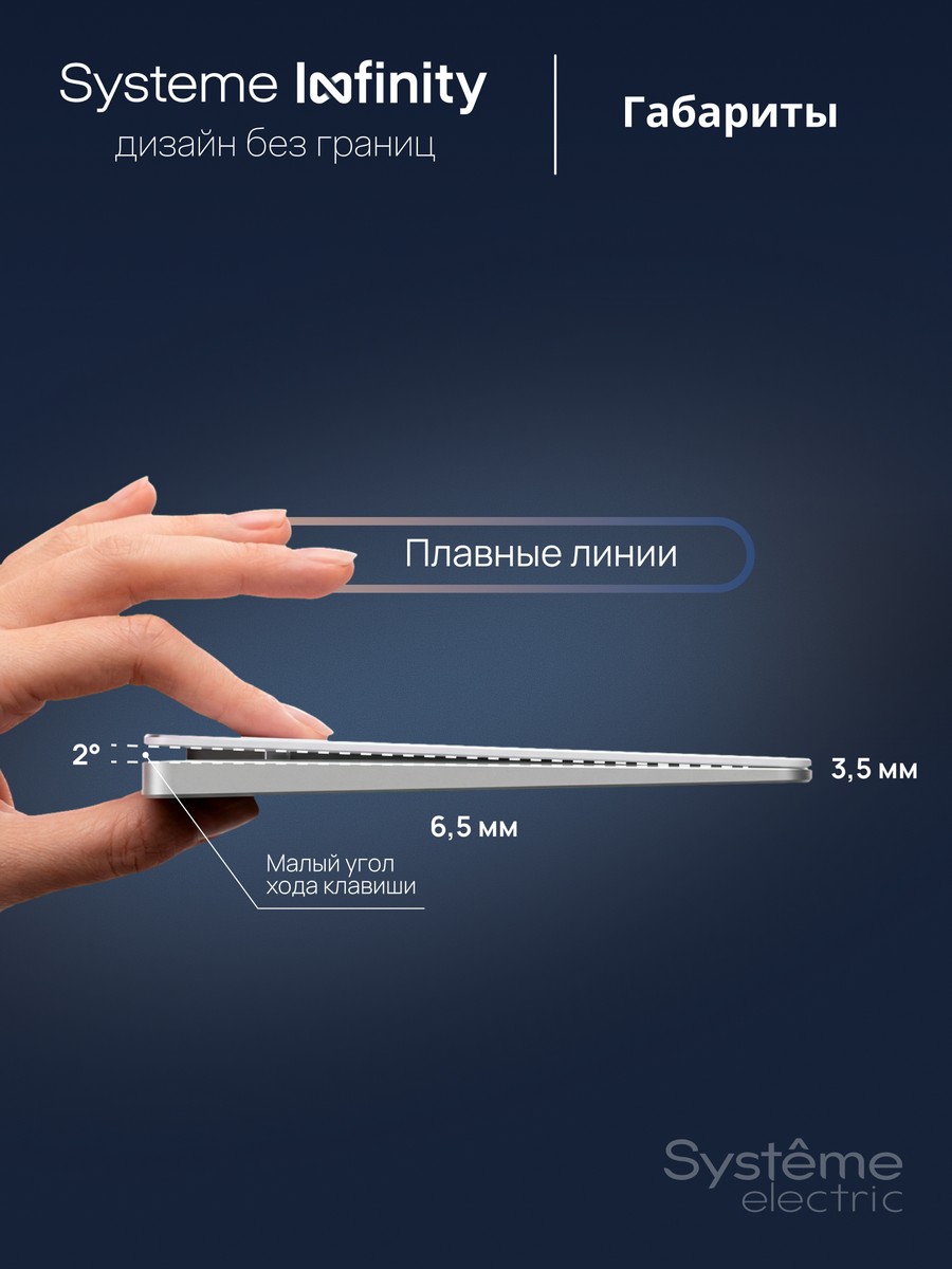 Выключатель/Переключатель Systeme Electric Infinity Стальное небо 2-клавишный FSE001165