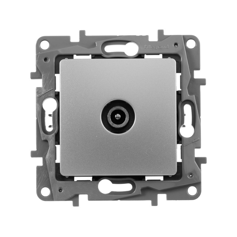 Розетка TV Legrand Etika алюминий проходная, 15дБ 672463