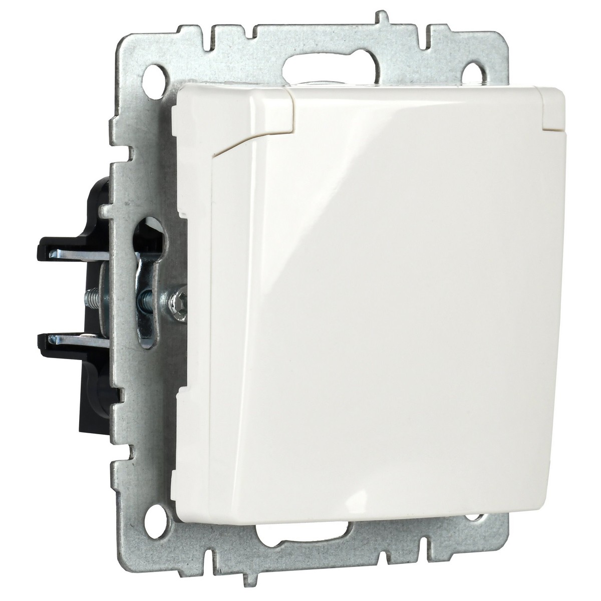 Розетка IEK BRITE с/з с шторками и крышкой 16А IP20 РСбш10-3-БрБ белый BR-R16-16-K01