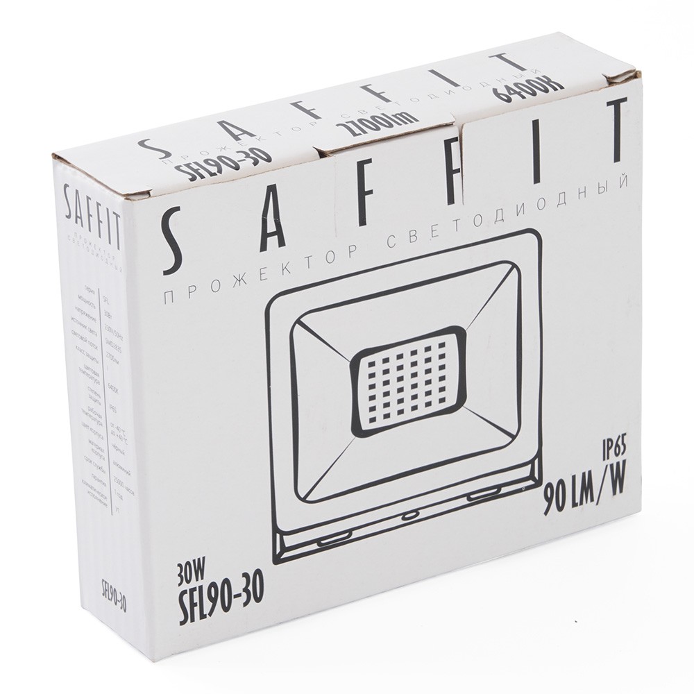 Светодиодный прожектор Saffit SFL90-30 30W Черный 6400K 55065