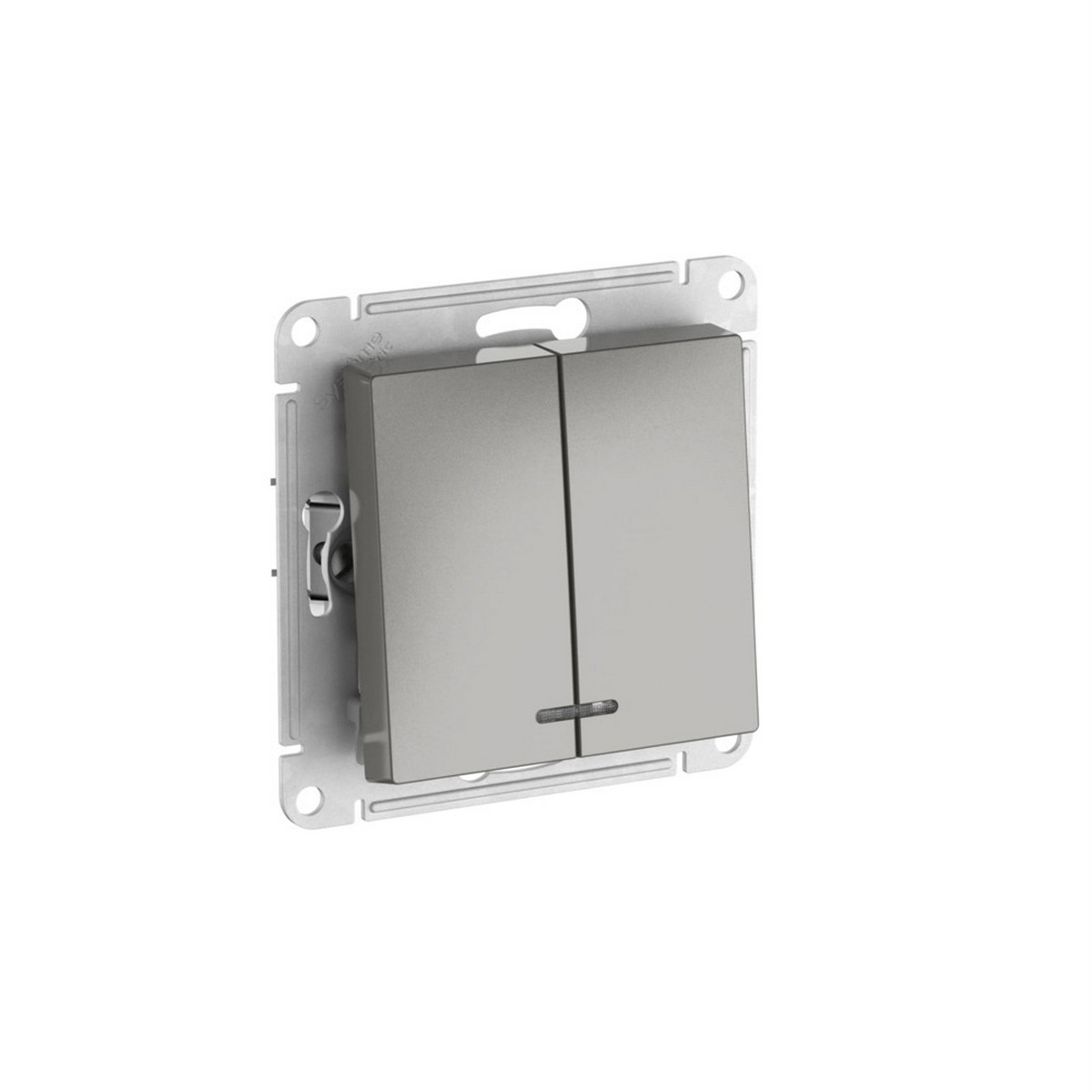 AtlasDesign Сталь Выключатель SE AtlasDesign Сталь 2-клавишный с подсветкой быстрозажим. клем. ATN000953S