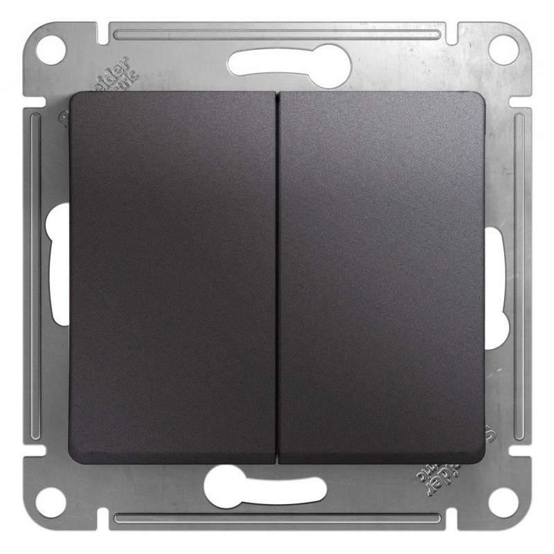 Переключатель 2-клавишный Systeme Electric Glossa Графит GSL001365