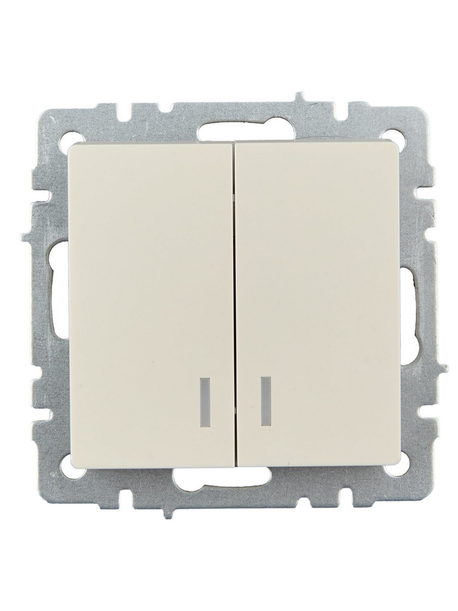 Выключатель IEK BRITE 2-клавишный с индикацией 10А ВС10-2-1-БрКр бежевый BR-V20-1-10-K10