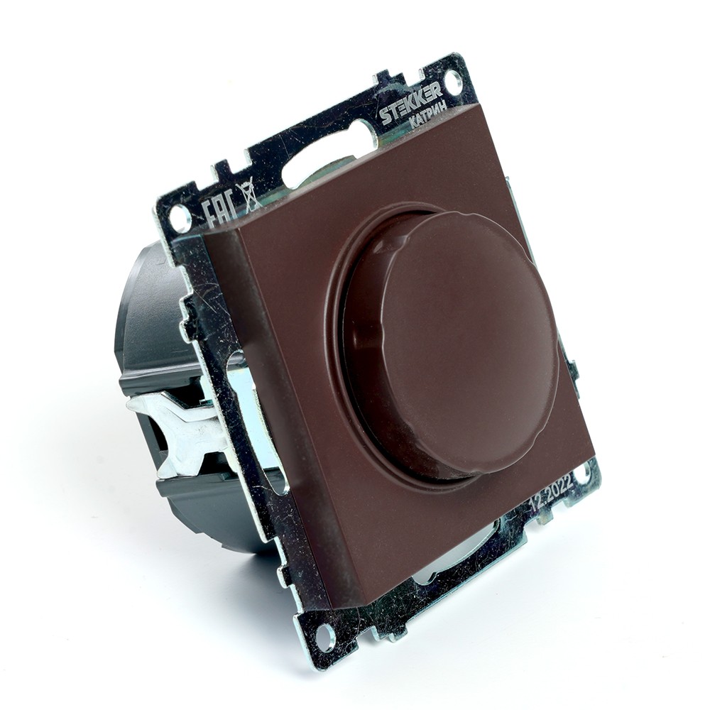 Выключатель диммирующий TRIAC STEKKER GLS10-7106-04 250V 500W Катрин шоколад 49017