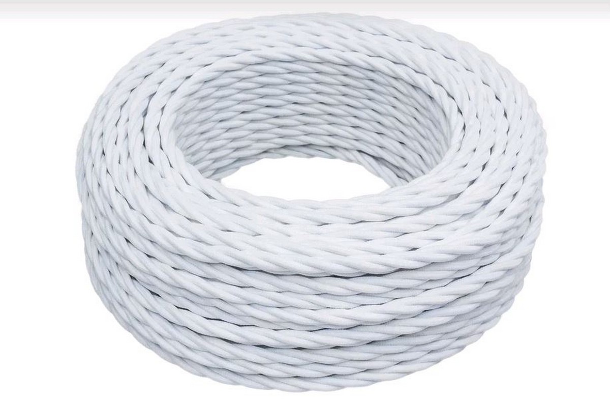 Витой ретро провод (кабель) Витой провод BIRONI Белый матовый 3*0,75 20м B1-432-71-20 