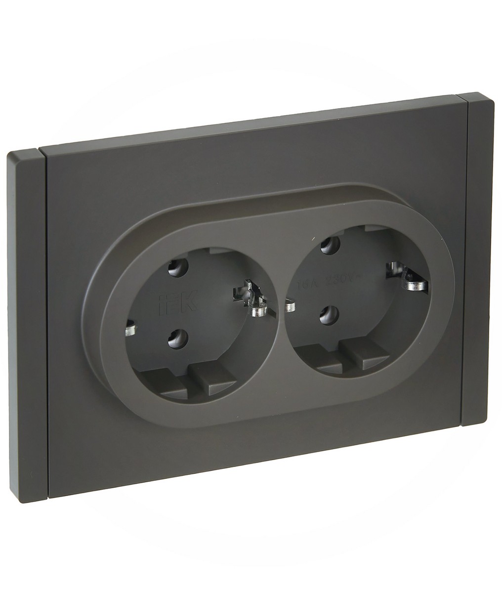 IEK FORTE&PIANO Серый Розетка IEK FORTE&PIANO Серый 2-я с/з безвинтовое крепление 16А FP324