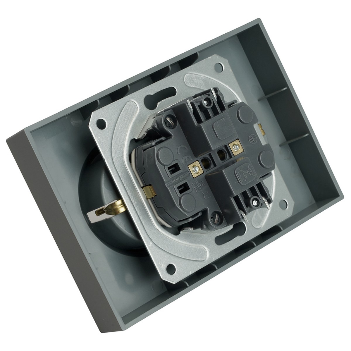 Эмили - Розетки и выключатели Stekker Розетка 2-ая с защитной шторкой с/з 16А STEKKER Эмили RST16-5114-10 платиново-серый soft touch 49960