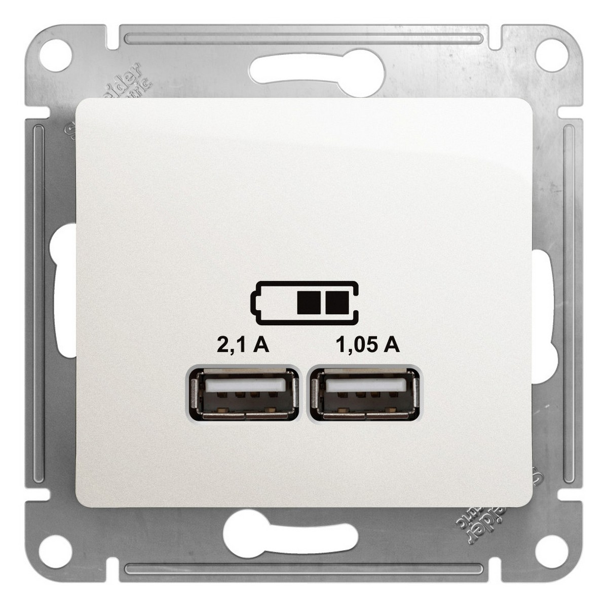 Розетка USB Systeme Electric Glossa Перламутр 5В/2,1А, 2х5В/1,05А GSL000633