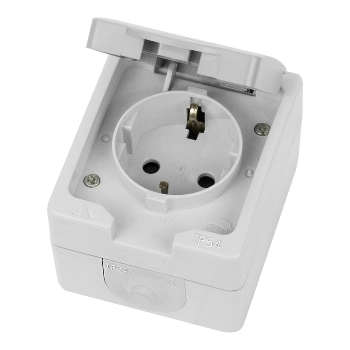 Накладные розетки и выключатели Stekker Розетка STEKKER с крышкой с/з STEKKER PST26-11-54 пластик АВS 250В 16А IP54 белый/серый 49727