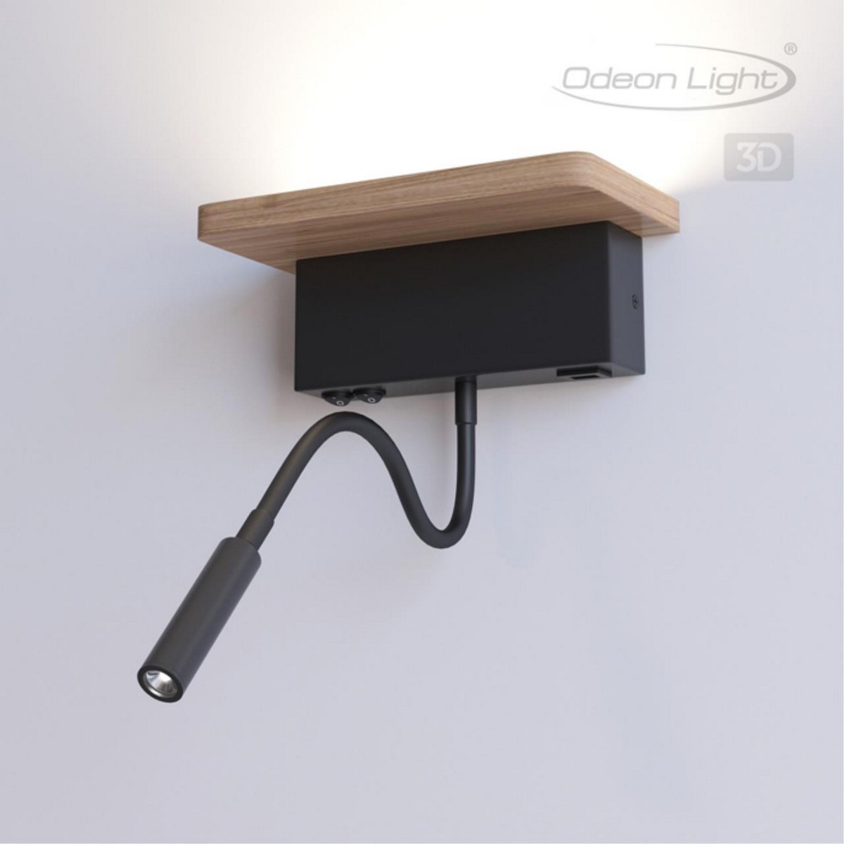 Настенный светильник-полка с подсветкой/USB ODEON LIGHT 3868/8WL WOODY