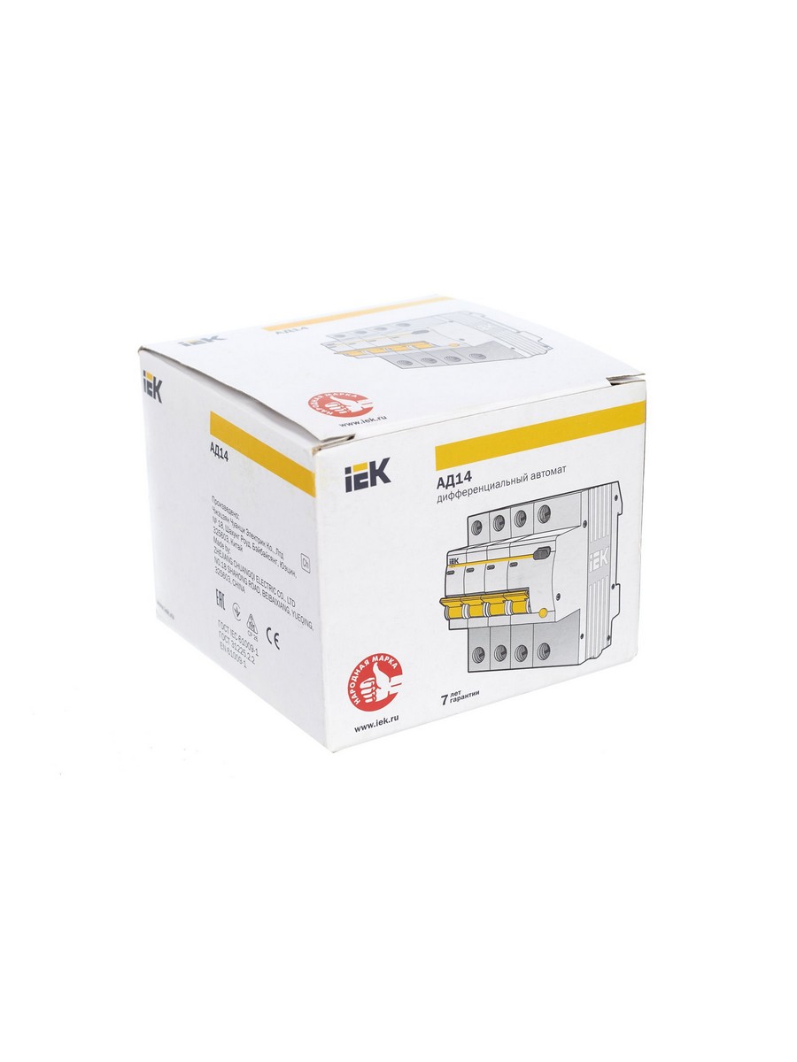 IEK Дифференциальный автоматический выключатель IEK KARAT АД14 4Р 25А 30мА MAD10-4-025-C-030 