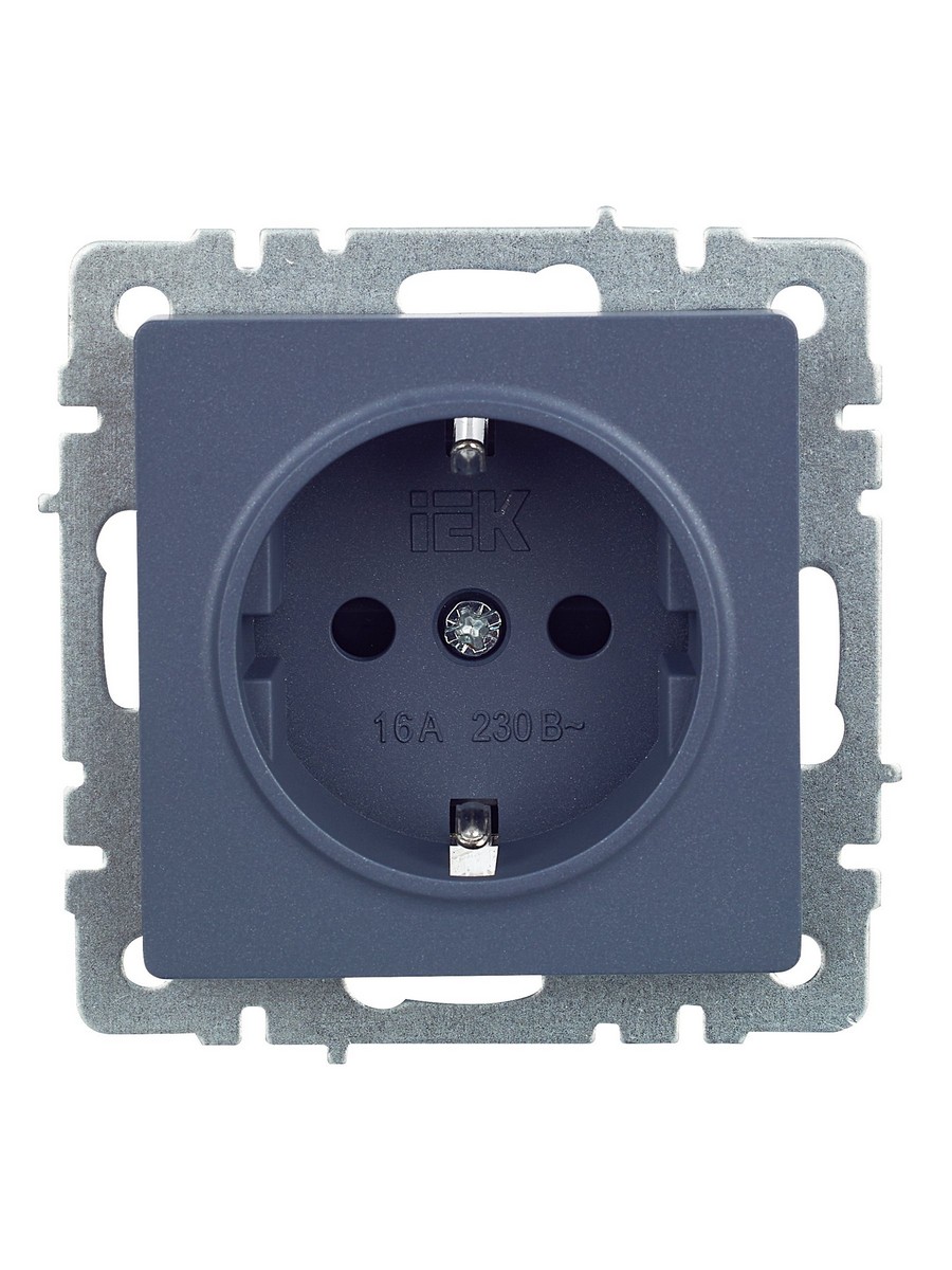 IEK Brite Маренго Розетка IEK BRITE с/з с шторками 16А РС14-1-0-БрМ маренго BR-R14-16-K35