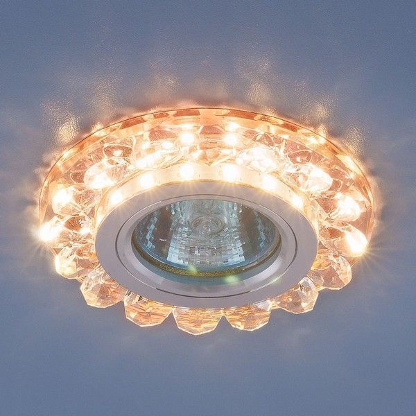 Светильники встраиваемые распродажа Встраиваемый точечный светодиодный светильник Elektrostandard с хрусталем 6036 MR16 GD золото 