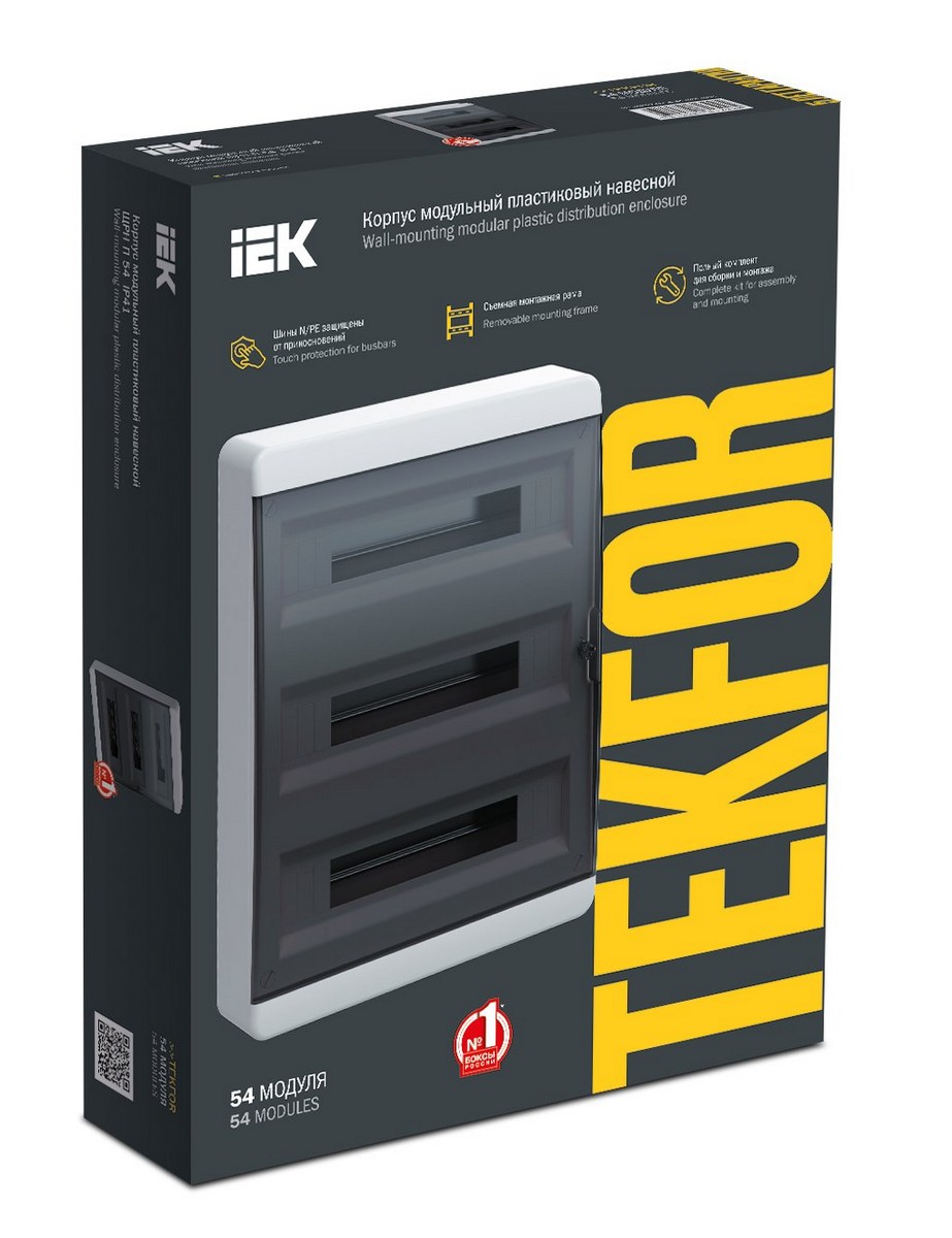 Корпус пластиковый IEK TEKFOR ЩРН-П-54 IP41 черн. прозр. дверь TF5-KP12-N-54-41-K01-K03
