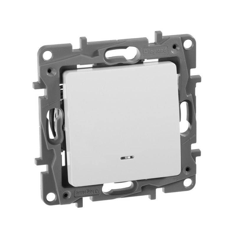 Legrand Etika Белый Переключатель Legrand Etika белый 1-клавишный с подсветкой, 10А, авт. клем 672215