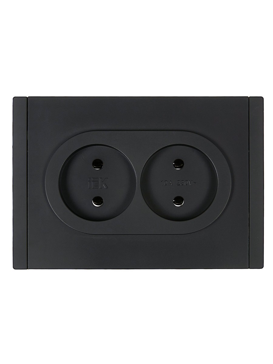 IEK FORTE&PIANO Черный Розетка IEK FORTE&PIANO Черный 2-я б/з безвинтовое крепление 10А FP126