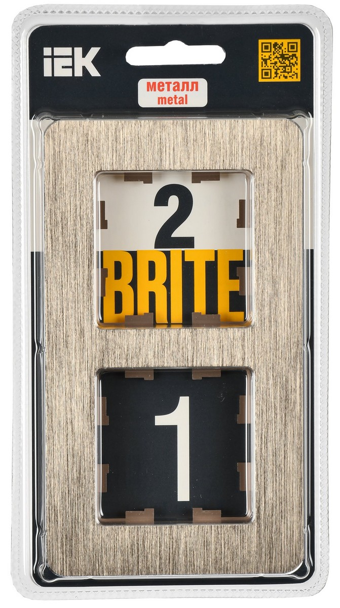 IEK Brite Рамки Рамка IEK BRITE DECOR Шампань металл. скругл.уголРамка 2-м РУ-2-1-Бр RE AL BR-M22-M-21-K37