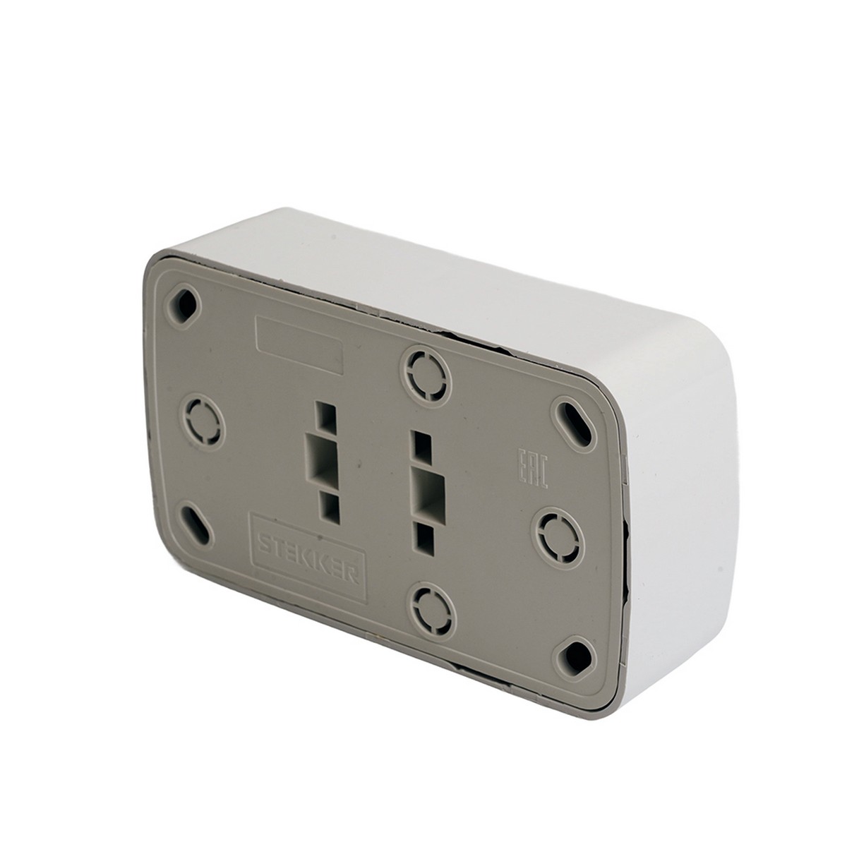 Розетка накладная STEKKER PST10-502-20 2-местная б/з Basic белый 50075