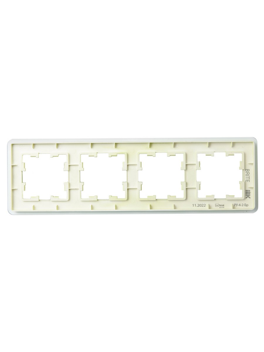 Рамка IEK BRITE DECOR Эко грин матовый стекло скругл.угол 4-мест. РУ-4-2-Бр RE BR-M42-G-41-K06
