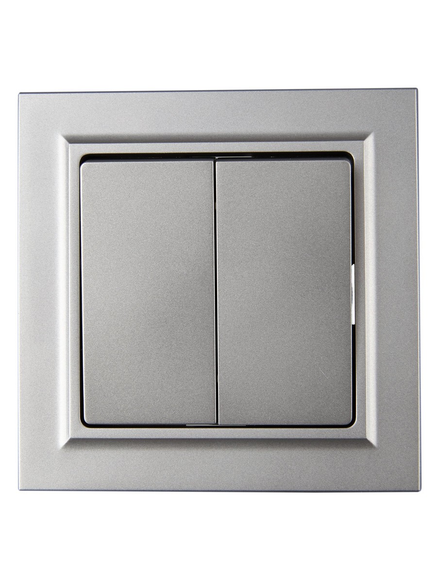 Выключатель IEK BRITE Сталь 2-кл. 10А в сборе ВСР10-2-0-БрС BR-V20-0-10-K46-F