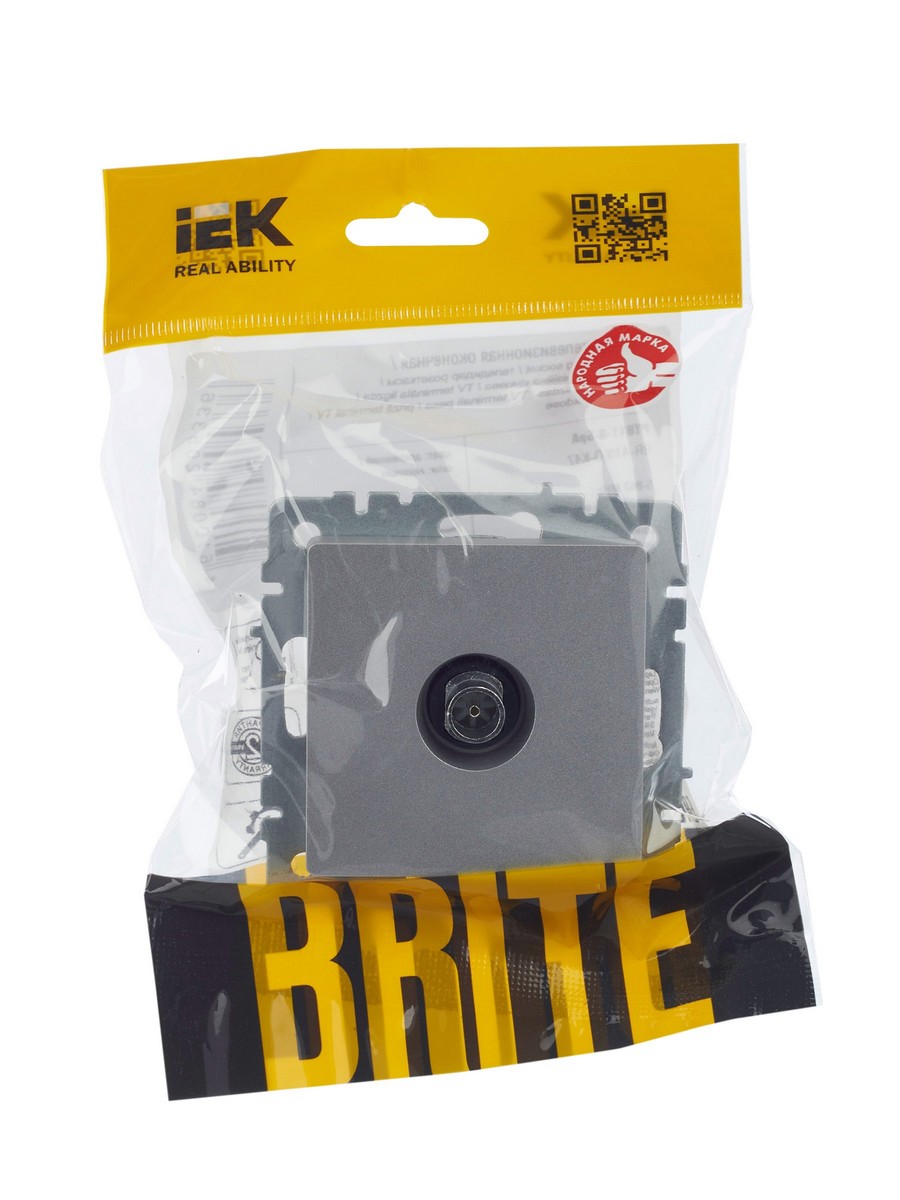 Розетка IEK BRITE TV оконечная РТВ11-0-БрА алюминий BR-A10-O-K47