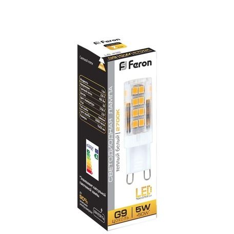 G9 Лампа светодиодная Feron LB-432 G9 5W 4000K 230V 25770 
