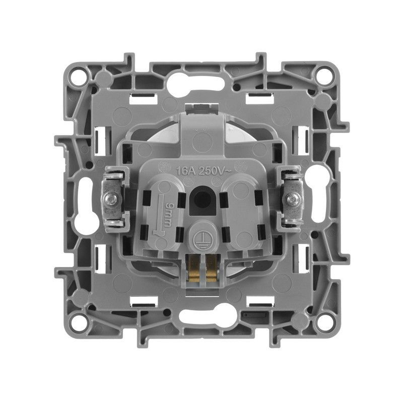 Legrand Etika Алюминий Розетка электрическая Legrand Etika алюминий с/з со шторками, винт. клеммы, 16А, 250 В 672422