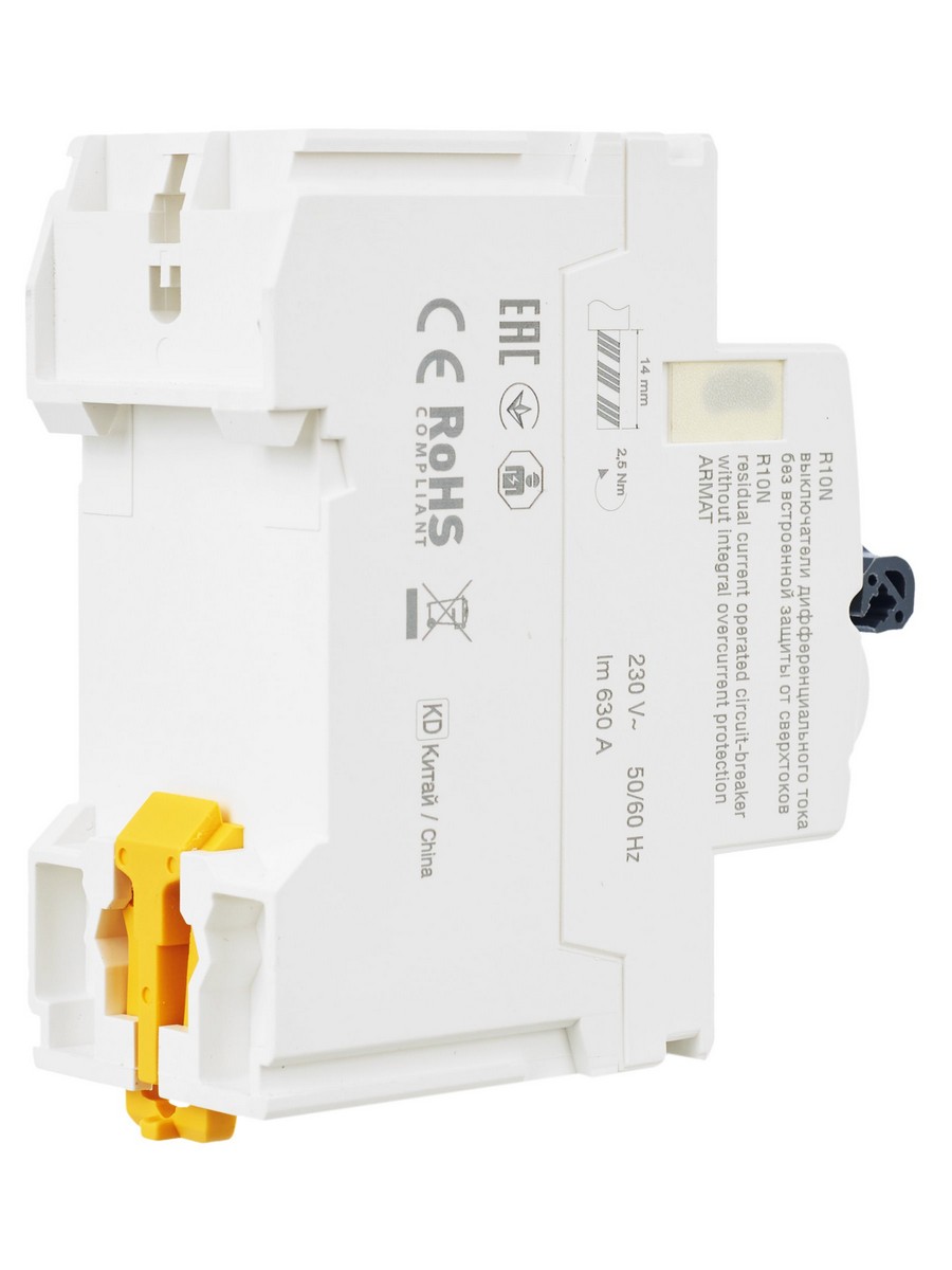 IEK ВДТ УЗО IEK ARMAT R10N 2P 63А 100мА тип AC AR-R10N-2-063C100 