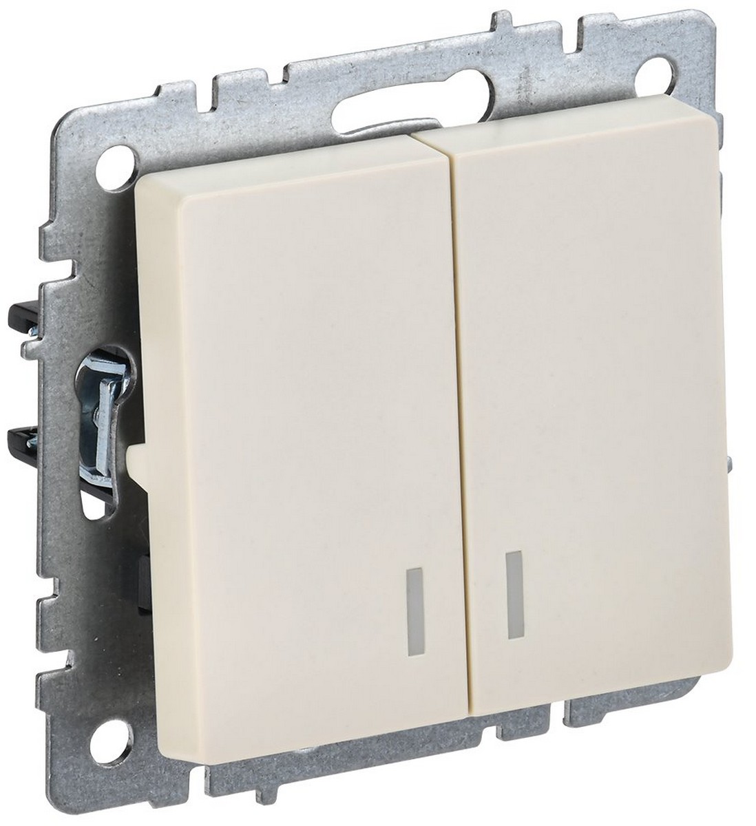 Выключатель IEK BRITE 2-клавишный с индикацией 10А ВС10-2-1-БрКр бежевый BR-V20-1-10-K10