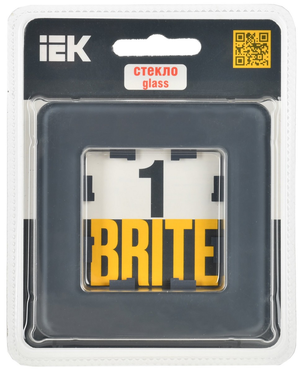 IEK Brite Рамки Рамка IEK BRITE DECOR Графит матовый стекло скругл.угол 1-м РУ-1-2-Бр RE BR-M12-G-41-K53