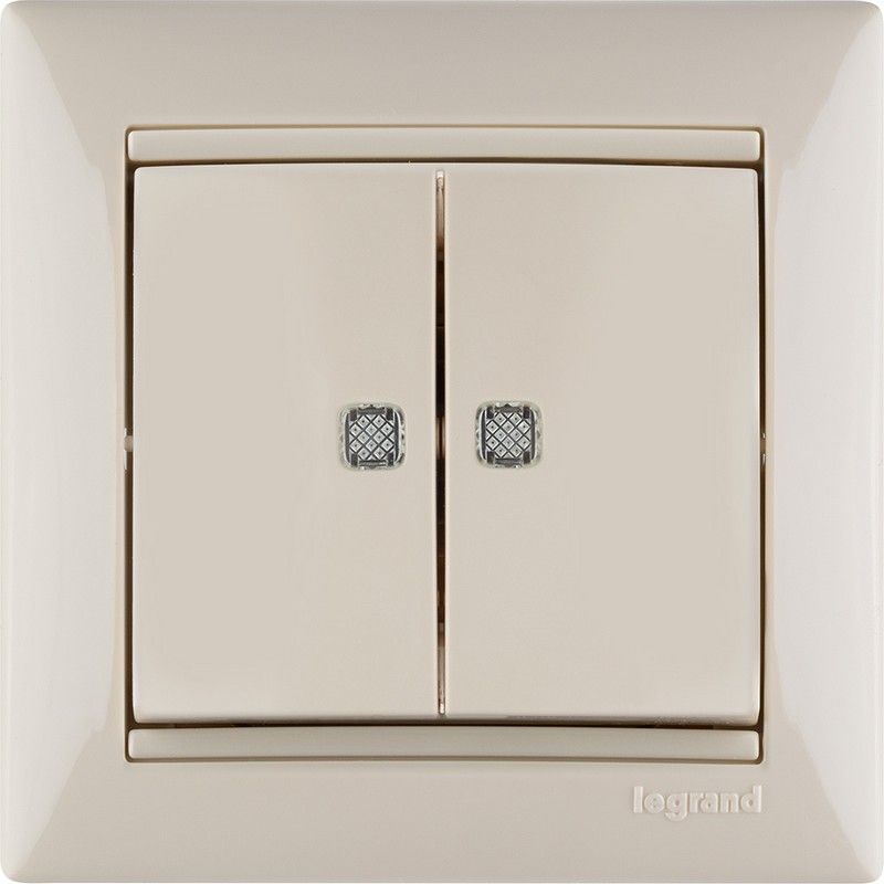 Legrand Valena Classic Кремовый Выключатель Legrand Valena Крем 2-клавишный с подсветкой 774328