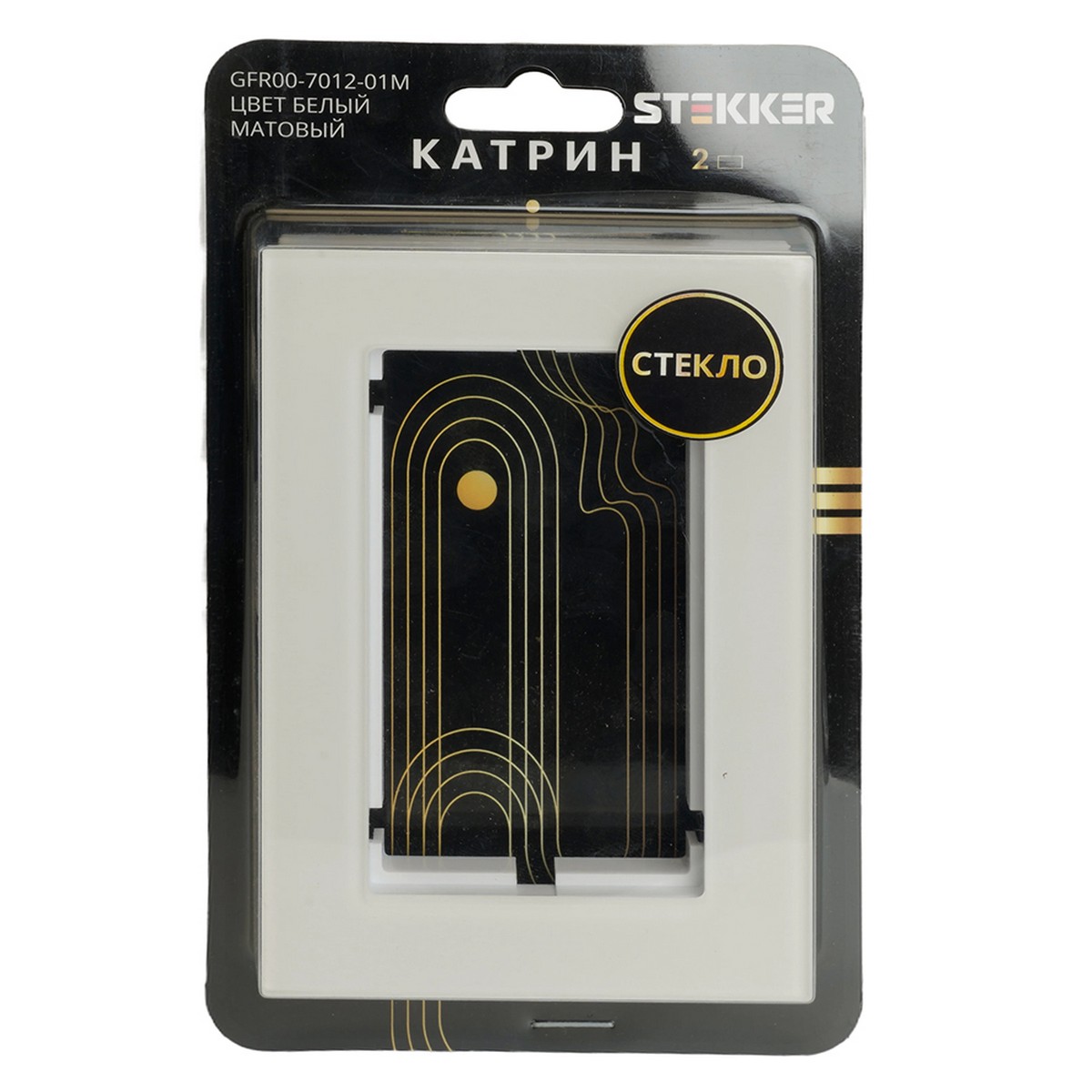 Катрин - Розетки и выключатели Stekker Рамка 2-местная (без перемычки) стекло STEKKER GFR00-7012-01 серия Катрин белый 49599