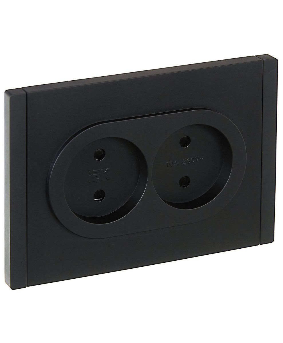 IEK FORTE&PIANO Черный Розетка IEK FORTE&PIANO Черный 2-я б/з со шт безвинтовое крепление10А FP125