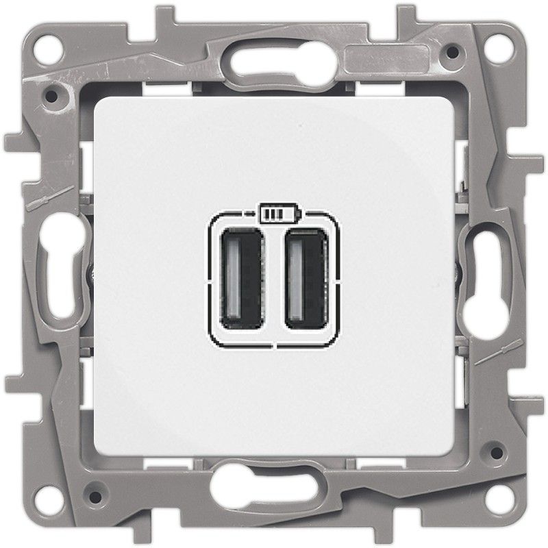 Legrand Etika Белый Розетка USB Legrand Etika белый 2-ая 240В/5В 2400мА 672294