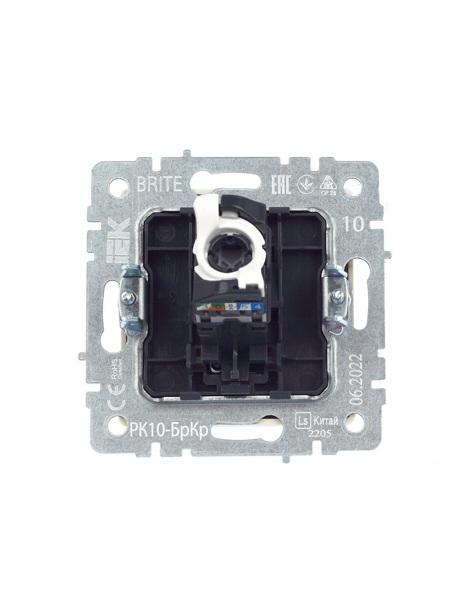 Розетка IEK BRITE компьютерная RJ45 кат.5E РК10-БрКр бежевый BR-K10-1-K10