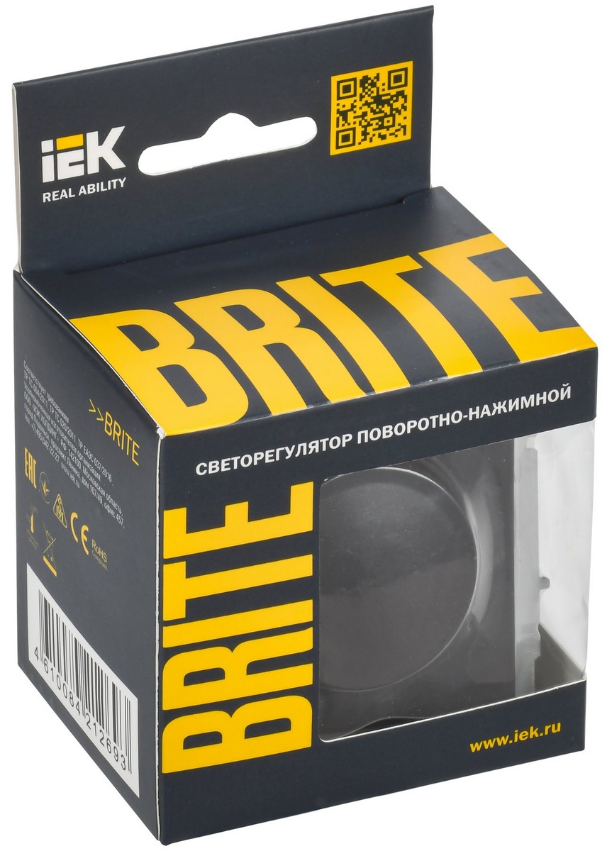 Светорегулятор IEK BRITE BASE Черный пов-наж. 600Вт СС10-1-0-БрЧ BR-D20-0600-K02