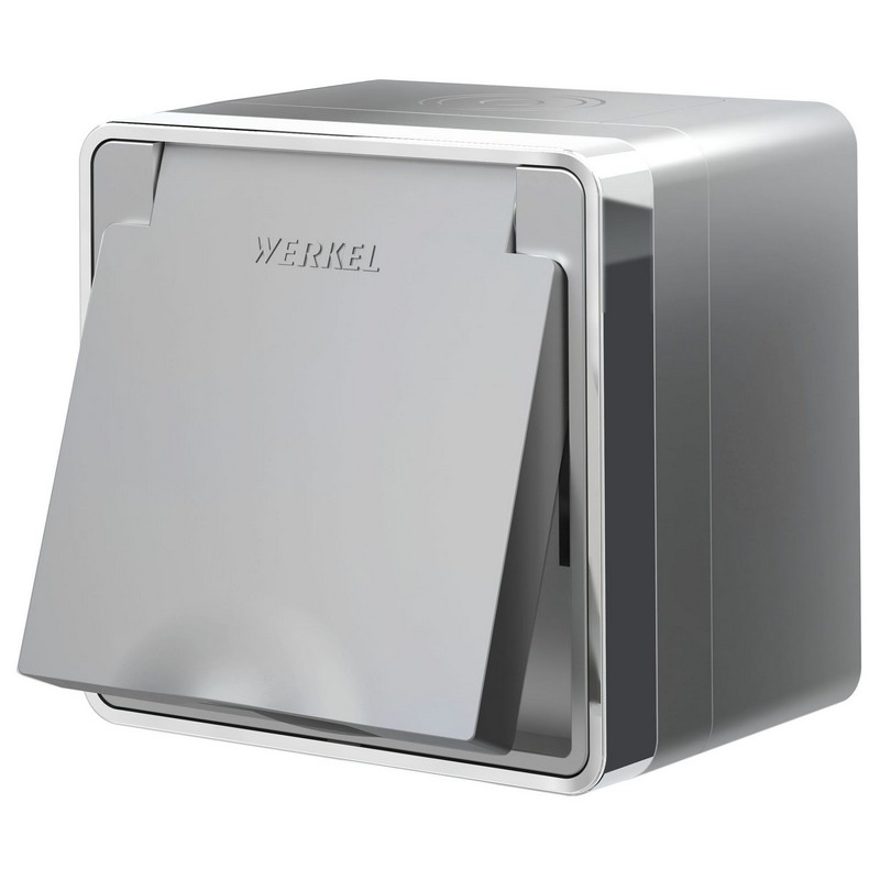 Werkel Gallant серебряный Розетка Werkel влагозащ. с зазем. с защит. крышкой и шторками Gallant (серебряный) W5071206