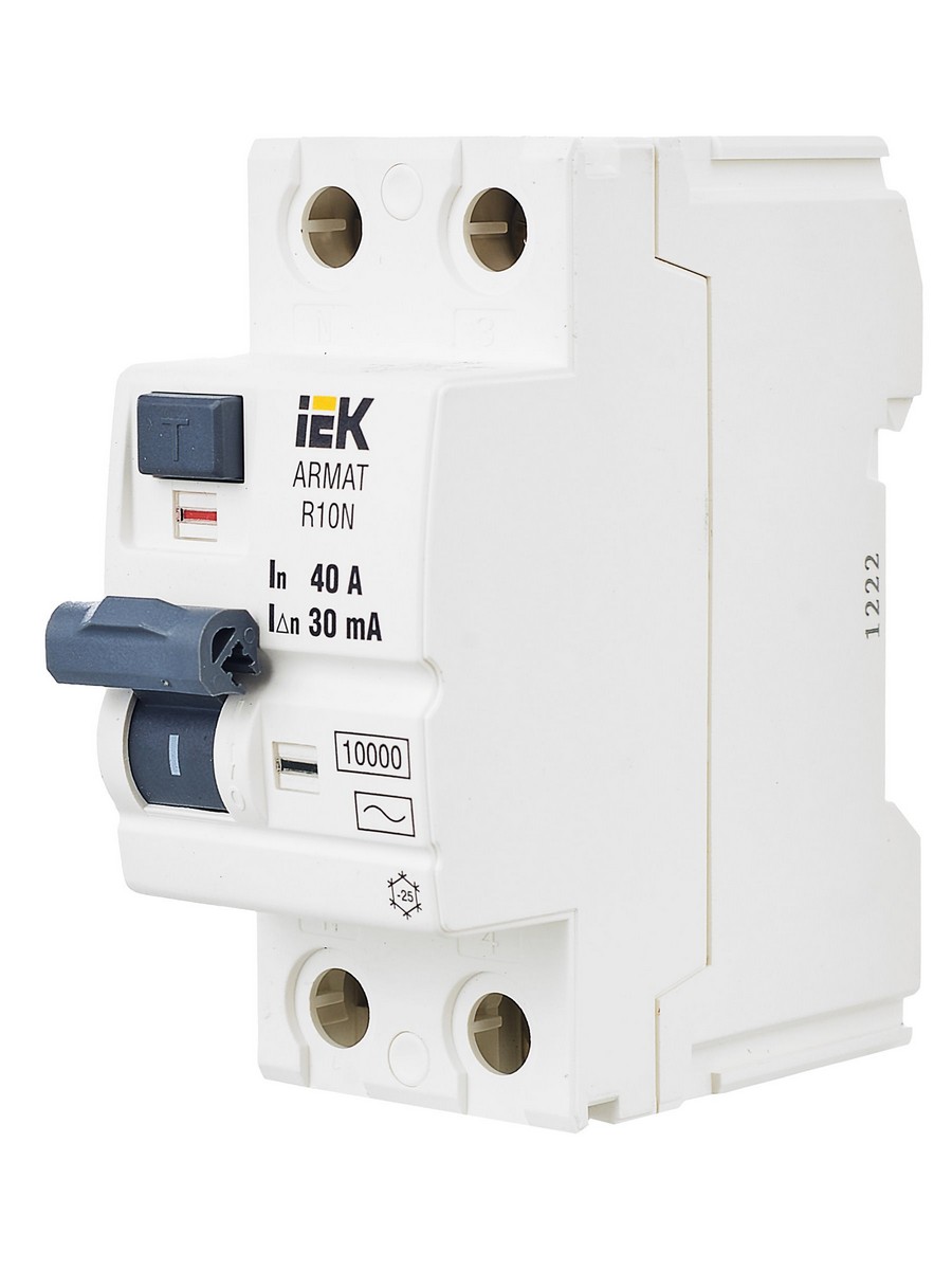 ВДТ УЗО IEK ARMAT R10N 2P 40А 30мА тип AC AR-R10N-2-040C030
