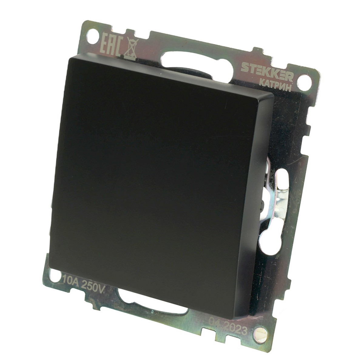 Катрин - Розетки и выключатели Stekker Переключатель STEKKER перекрестный 1-клавишный GLS10-7110-05 Катрин черный 49177