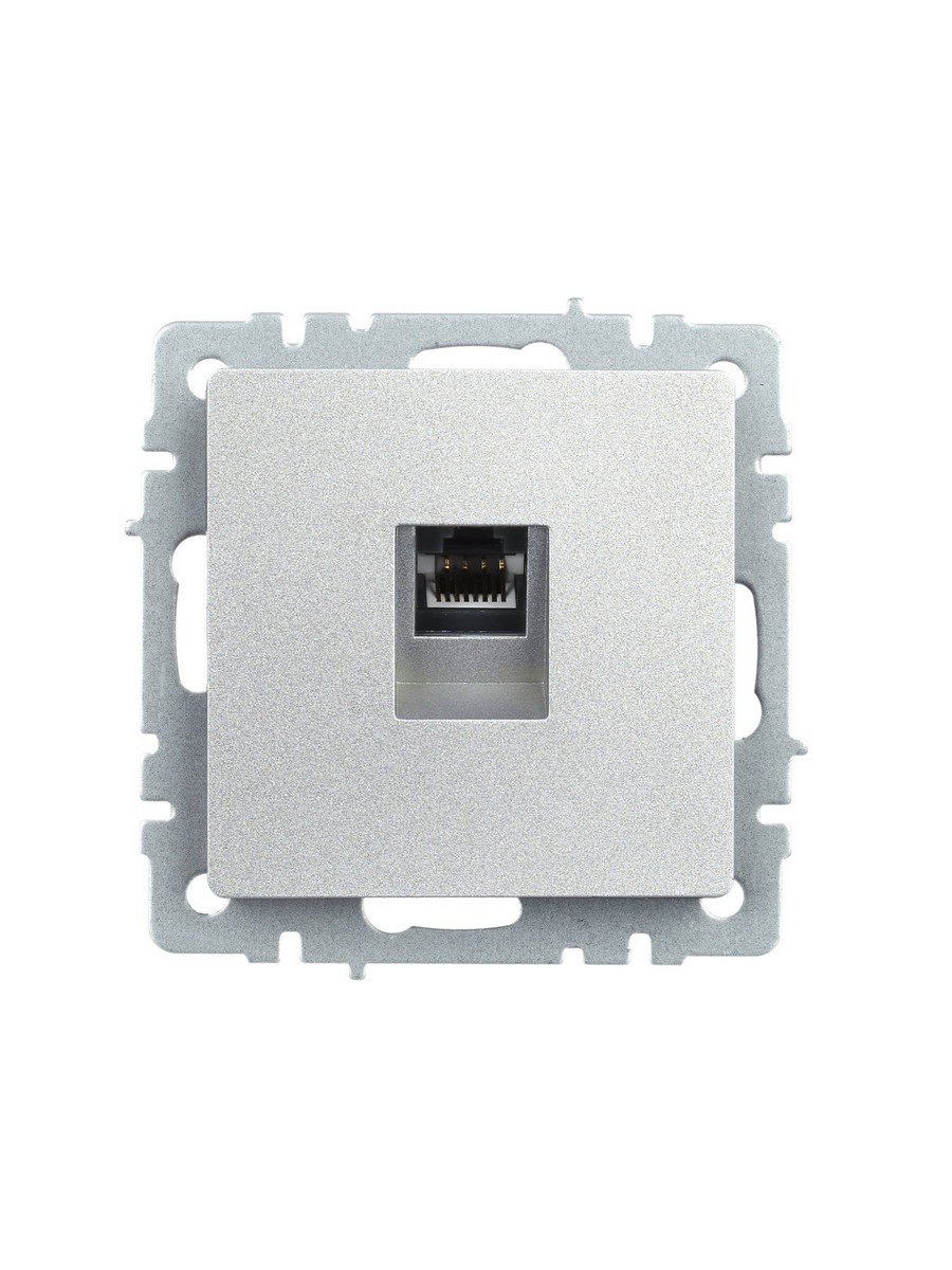 Розетка IEK BRITE компьютерная RJ45 кат.5E РК10-БрА алюминий BR-K10-1-K47