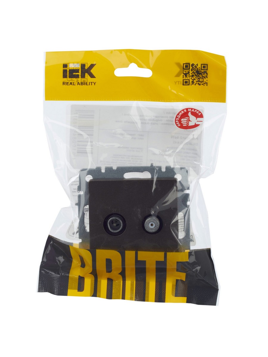 IEK Brite Бронза Розетка IEK BRITE двойная TV+SAT РТВ/РСп12-БрТБ темная бронза BR-AF20-O-K45